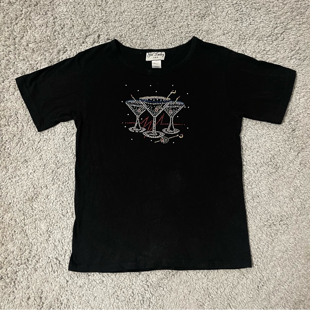 Vintage Get Lucky Tshirt With Martinis